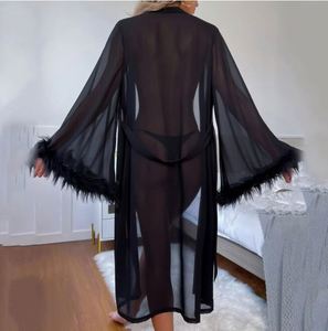 SFY3043 Nueva Llegada, Lencería Sexy y Transpirable para Mujer, Camisón de Malla Fina con Cordones, Ropa de Dormir de Manga Larga - Product Image 4