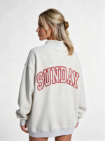 Sweatshirt Wanita Model Mockneck Asimetris Bahan Fleece Katun Tebal Ukuran Oversized