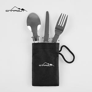 Juego de Cubiertos Plegables de Acero Inoxidable Campout, 3 Piezas, Utensilios Portátiles para Camping, Plateados, Plegables, para Exteriores - Product Image 2