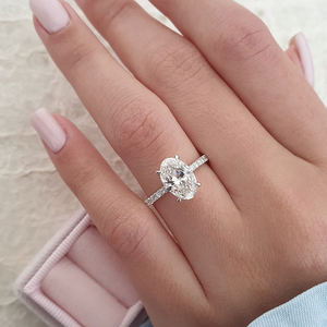 Özel toptan kübik zirkonya aşk yüzüğü kadın takı <span class=keywords><strong>Promise</strong></span> 925 ayar gümüş Oval elmas nişan alyans - Product Image 2