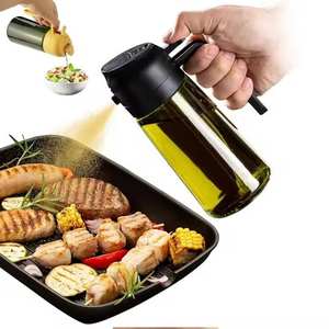 LOVFE 2-in-1 環境に優しい食品グレード470mlオイルミスタースプレーヤーディスペンサーガラスボトル（調理、エアフライヤー、サラダ、揚げ物、バーベキュー用） - Product Image 1