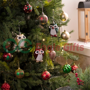 กล่องของขวัญคุณภาพสูง EAGLEGIFTS ชุดเครื่องประดับตกแต่งต้นคริสต์มาส <span class=keywords><strong>ลูก</strong></span>บอลสีแดง ทอง เขียว รูปนกฮูก เกล็ดหิมะ น้ำแข็งย้อย โคนต้นสน จี้คริสต์มาส - Product Image 6