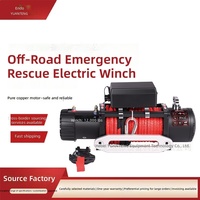 Treuil électrique tout-terrain pour véhicule 12V/24V 4500W avec moteur et câble synthétique, treuil portable pour remorquage, sauvetage et récupération de véhicule