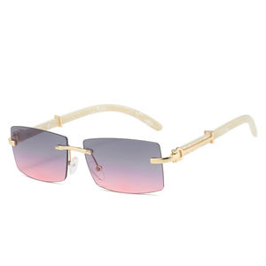 新着<span class=keywords><strong>2025</strong></span>バッファローホーンサングラス男性Oculos De Solファッションリムレスシェード長方形サンメガネ女性用 - Product Image 3