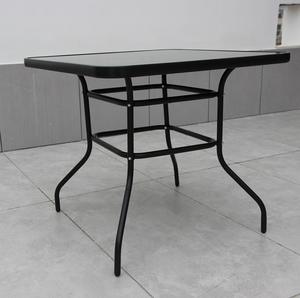 Mesa y Sillas Plegables para Exteriores, Mesa de Centro de Vidrio Templado, Mesa Cuadrada de Hierro Resistente al Agua - Product Image 3