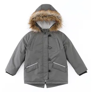 Abrigo de invierno personalizado para niños y niñas, Parka forrada de lana de Sherpa cálida con capucha de piel sintética, prendas de vestir, chaquetas