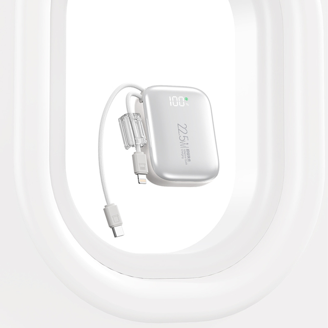 WT- 612HT 10000mAh Portable Charger with 22.5W USB-C Fast Charging 2 Ports, and Integrated USB-C Cables