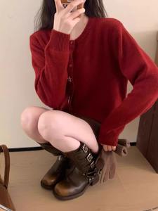 New style knitted sweater women's <b>top</b> round neck knitted jacket gentle casual versatile sweater small cardigan - Product Image 6