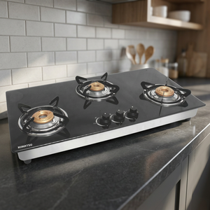 Table de cuisson à gaz GPL 3 brûleurs avec allumage électronique, 30 pouces, encastrable, usage domestique, surface en verre, installation multiple - Product Image 3