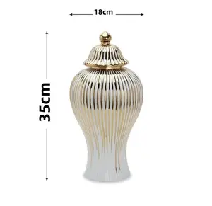 Modern Unique Ceramic Wedding Flower Vase com tampa Big Porcelain Style Tabletop Vase para Home Decor