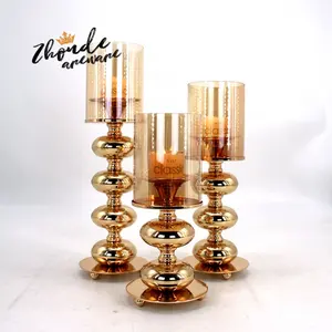 Unique design hurricane candle holder gold candlestick holder for home decor