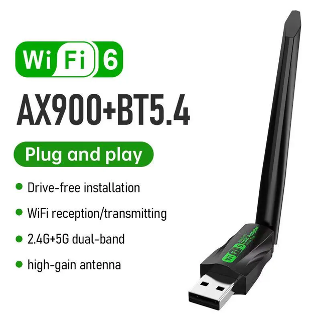 AX900 WiFi 6 USB Adapter BT 5.4 Dongle Wireless Network Card Dual Band 2.4G&5G for PC Laptop Windows10/11 Driver Free