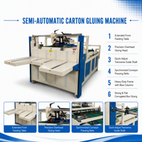 Machine à coller les boîtes semi-automatique, machine à plier et coller les cartons pour boîtes en carton ondulé