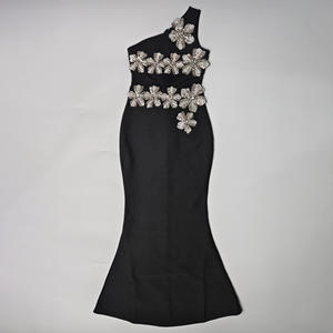 جديد مثير ملابس نسائية سوبر فلاش حجر الراين زهرة شبكة ضمادة الموضة الساخنة عطلة العشاء حزب فستان حفلة موسيقية - Product Image 3