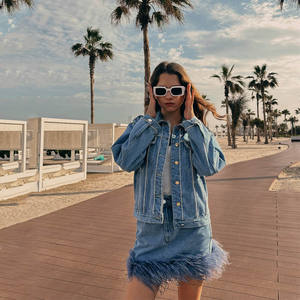 T-t-Jean Denim Sexy estivo <span class=keywords><strong>con</strong></span> <span class=keywords><strong>piume</strong></span> - Product Image 2