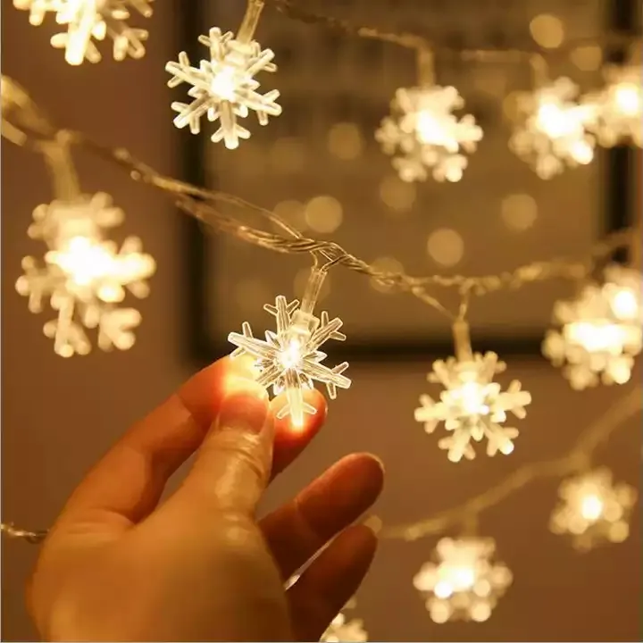 Christmas Tree Decorative Lights Snowflake Led String Light Battery/USB Operated Outdoor Garden Indoor Christmas Decorations