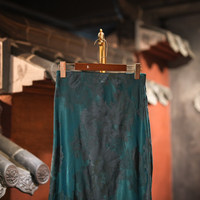 Jupe originale pour femmes, haut de gamme, en soie verte, en gaze Xiangyun, amincissante, au-dessus du genou, élastique, taille haute, 5834