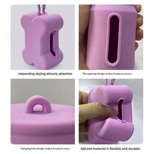 Distributeur portable de sacs à déjections pour animaux de compagnie en silicone, boîte de rangement pour sacs à crottes pour promenades en extérieur, produit promotionnel pour animaux de compagnie - Product Image 3
