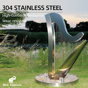Fontaine d'eau décorative de <span class=keywords><strong>jardin</strong></span> extérieure en acier inoxydable de haute qualité, personnalisée, en forme de harpe rectangulaire - Product Image 3