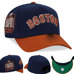 Casquette de baseball en daim unisexe 5 panneaux de haute qualité Logo de broderie personnalisé Casquettes de baseball à bord incurvé bicolore - Product Image 2