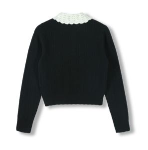 Maglione Pullover a maniche lunghe con collo a collo alto elegante primavera-estate 2024 personalizzato OEM & ODM <span class=keywords><strong>donna</strong></span> di lusso con collo a uncinetto Pointelle - Product Image 2