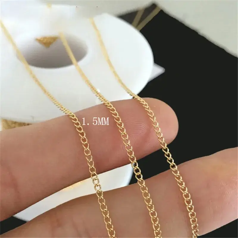 Real 14K Gold Filled Curb Link Chain 1MM/1.2MM/1.5MM/2.3MM Chain Necklace Horsewhip Extender Chain DIY Jewelry Making Accessory