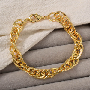 Pulsera de cobre de fábrica, moderna, texturizada, ovalada, antideslustre, chapada, unisex. - Product Image 4