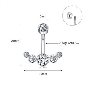 Anneaux de piercing <span class=keywords><strong>Prince</strong></span> <span class=keywords><strong>Albert</strong></span> en acier inoxydable plaqué or avec strass purs, anneaux de nombril suspendus OEM ODM - Product Image 5
