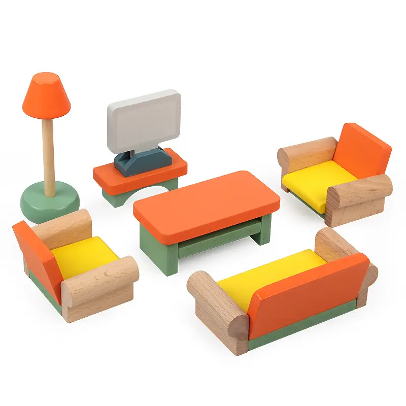 Neues Design vorgeben spielen Vorschule Holz Simulation Sofa Schlafzimmer Mini Möbel Puppen zimmer Kinder so tun, als ob Spielset
