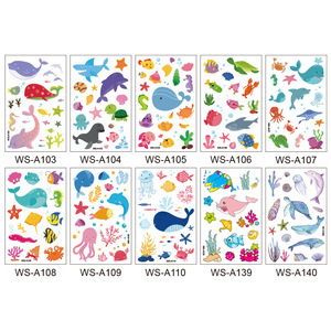 Pegatinas de tatuaje temporal impermeables 3D personalizadas para niños, lindas ballenas, delfines, Océano, tema de dibujos animados, pegatinas de arte corporal - Product Image 1