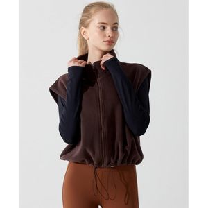 Gilet sans manches en polaire pour femme Keepsowing, fermeture éclair intégrale, col montant, isolé, chaud, pour la randonnée en plein air en hiver - Product Image 2