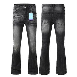 Custom High Street Pantalon Custom Jeans MenFlare Venta al por mayor Negro Veralls Jeans MenDesigners Patch Y2K Jeans - Product Image 4