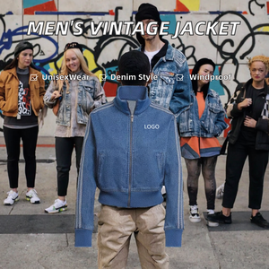 Veste en jean vintage unisexe brodée, streetwear, écologique, coupe-vent, respirante, 100% coton - Product Image 2