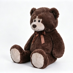 Customized Teddy bear with brown ribbon, Giant sitting teddy bear, Dark brown teddy bear <b>plush</b>, <b>Large</b> brown teddy bear - Product Image 1