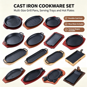 Sartén para carne con forma de <span class=keywords><strong>toro</strong></span> de hierro fundido, plato antiadherente para restaurante a la parrilla y chisporroteo con bandeja de madera, sartenes - Product Image 3