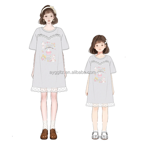Pyjama sur mesure 2026 en pur coton avec imprimé dessin animé et logo, doux, confortable, anti-humidité, toutes saisons, pour <span class=keywords><strong>mère</strong></span> et fille - Product Image 3