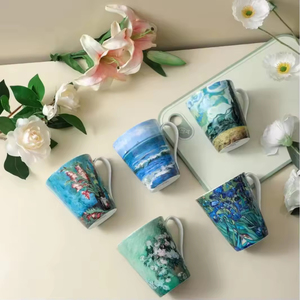 แก้วกาแฟชาสไตล์ยุโรปสมัยใหม่แบบมินิมอลสไตล์ญี่ปุ่น หลายสี ทำจากเซรามิกเนื้อละเอียด ขอบทอง ใช้ซ้ำได้ เป็นมิตรต่อสิ่งแวดล้อม ชุดของขวัญ - Product Image 4