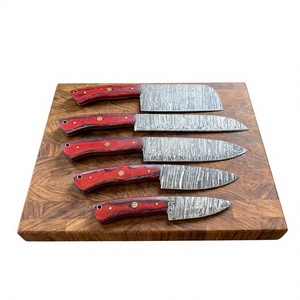 Juego de Cuchillos de Cocina de Acero de Damasco de 5 Piezas con Mango de Madera, Cuchillos de Chef de Hoja Recta, Hoja Pulida, Ambidiestros, Alta Calidad, 58-60HRC - Product Image 2