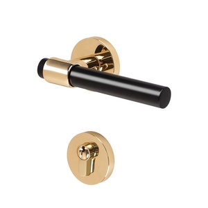 ホームミュート磁気真鍮ブラックゴールド木製ドアインテリアドアハンドルロックセット - Product Image 6