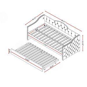 Willsoon Diván Moderno de Terciopelo Gris con Cabecera Acolchada y Detalles de Tachuelas, Sofá <span class=keywords><strong>Cama</strong></span> Multifuncional con <span class=keywords><strong>Cama</strong></span> Extraíble - Product Image 4