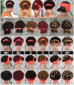 Perruque courte bouclée rebondissante style écharpe pour femmes africaines perruques bandeau entièrement faites à la machine perruque de <span class=keywords><strong>cheveux</strong></span> humains sans colle coupe lutin naturel - Product Image 6