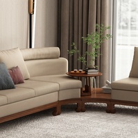 Nouveau canapé-lit modulaire en cuir de style chinois haut de gamme, canapé de salon en bois massif avec rangement, canapé sectionnel pour usage hôtelier