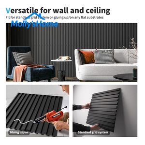Panneaux muraux 3D en <span class=keywords><strong>PVC</strong></span> cannelé, spécification entrepreneur, couverture 32 pieds carrés (19,7x19,7 pouces), pour décoration murale de restaurant moderne - Product Image 3
