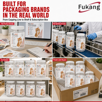 Emballages personnalisés en plastique transparent RPET pour aliments pour animaux de compagnie, étiquettes personnalisées, conformes aux normes alimentaires, recyclables, service d'approvisionnement direct usine, lot de bocaux pour animaux de compagnie avec couvercles