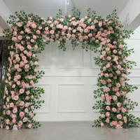 F396 Arche de Décoration d'Entrée pour Fête Anniversaire, Kit d'Arche Florale en Soie Artificielle, Chemin de Mariage, Rangée de Fleurs Blanches, Décor Carré