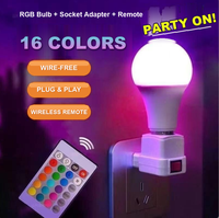 Bande LED avec télécommande, ampoule sept couleurs, culot E27, lampe sphérique en PC, lumière d'ambiance RVB colorée à intensité variable, fonction mémoire