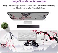 Alas Mouse Gaming Custom Motif Bunga Sakura Jepang Anti-Selip Karet Tahan Air Ukuran Besar dengan Tepi Jahitan