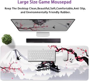 Özel Japon Kiraz Çiçeği <span class=keywords><strong>Mousepad</strong></span>'i Oyun İçin Kaymaz Kauçuk Su Geçirmez Büyük Mouse Pad Dikişli Kenarlı - Product Image 5