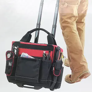 Heavy Duty Adjustable Handle Electrician Large Capacity Rolling Bag Carrying Electrical Tool Kit Storage Bag