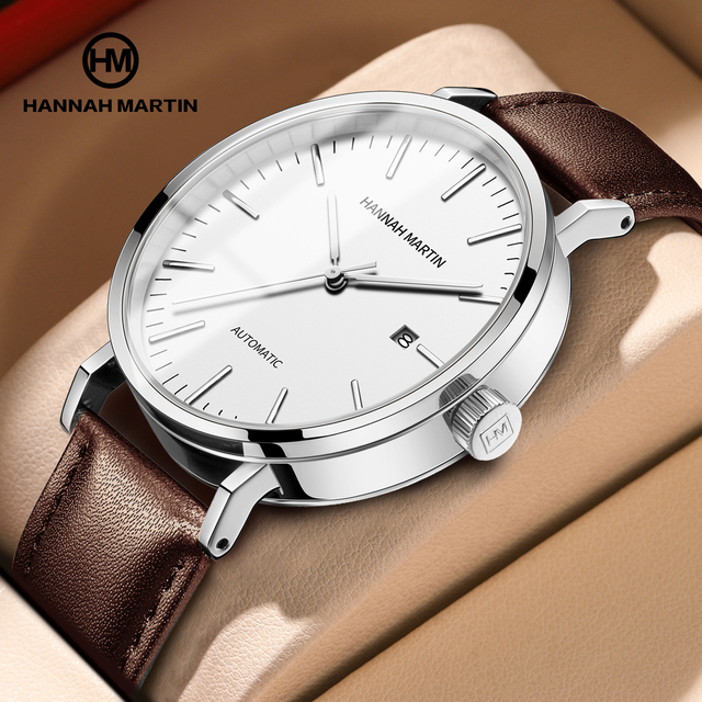 HANNAH MARTIN Watch Factory OEM Custom Logo Private Label Stainless Steel Mechanical Minimalist Fully Automatic Watch for Men